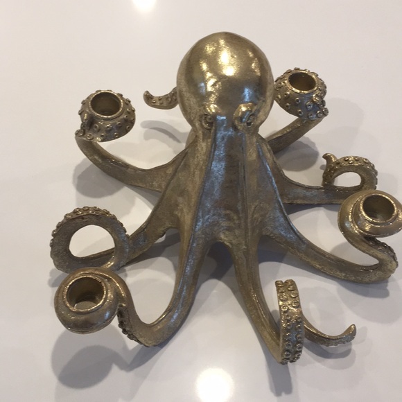 Gold Ceramic Candelabra Octopus 4 Candle